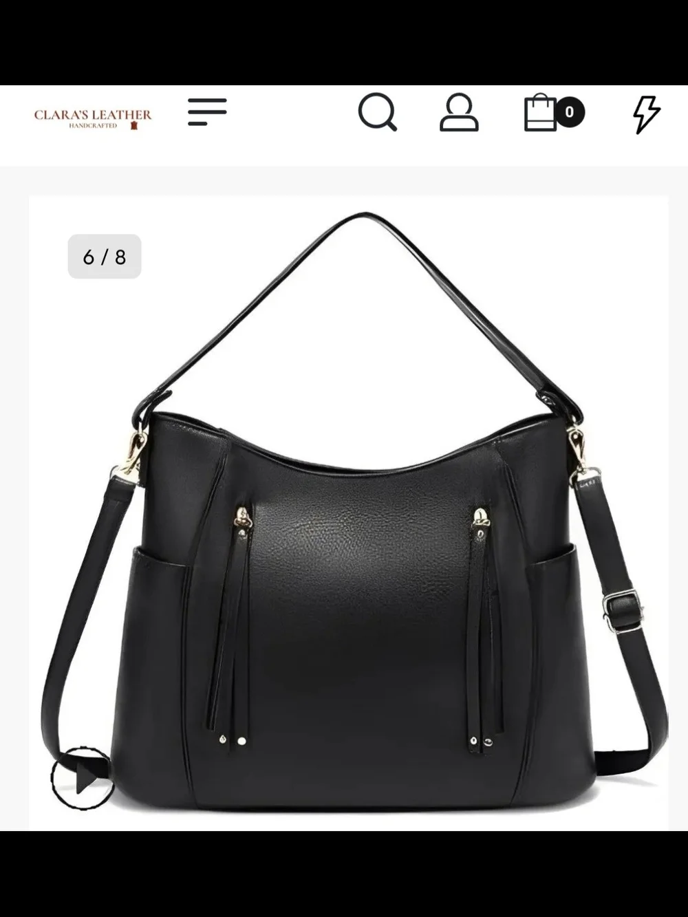 Black Shoulder Hobo Bag with Tassel Accents